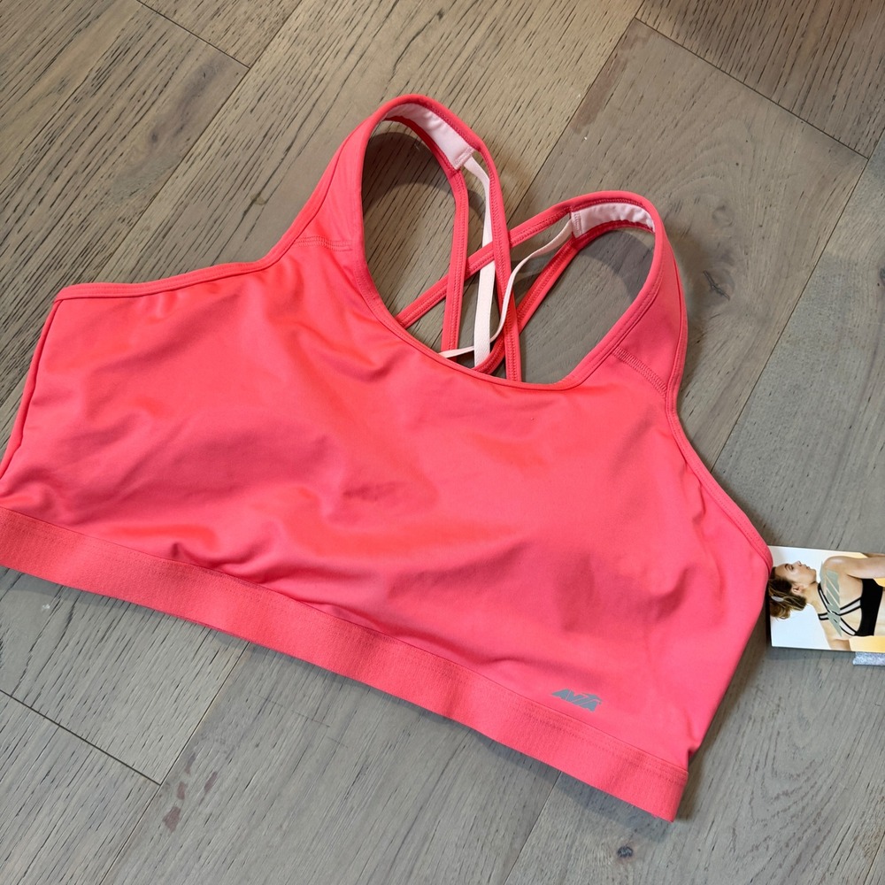 Avia Womens Strappy Compression Sports Bra Medium Support Coral Peach 3XL AVV13